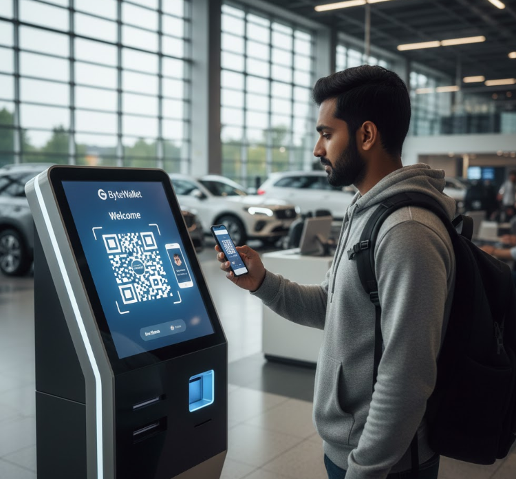 Illustration of passwordless authentication at a retail location